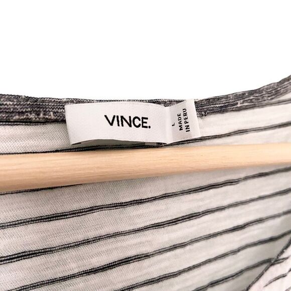 Vince Black and White Striped Tank Top 100% Cotton in Size Large - Picture 6 of 10